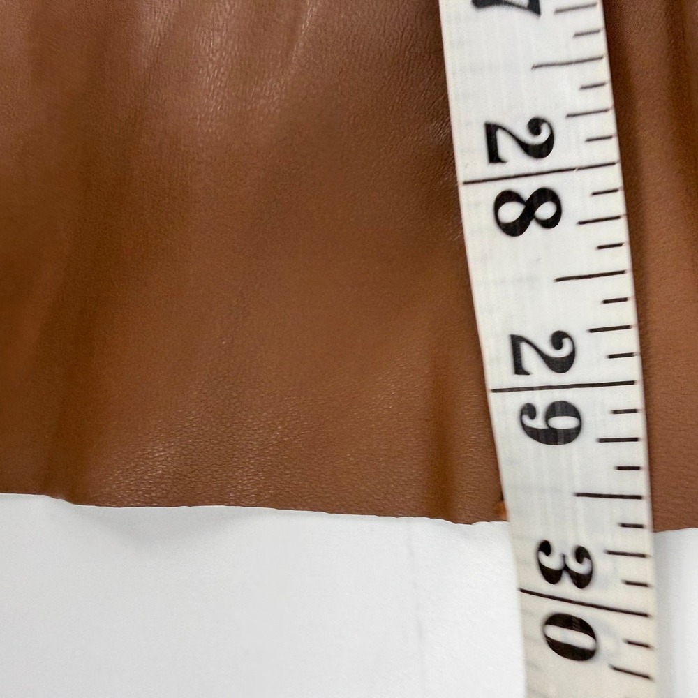Banana Republic Vegan Leather Midi Skirt Womens 10 Brown NWT Paneled A-Line - Picture 8 of 8